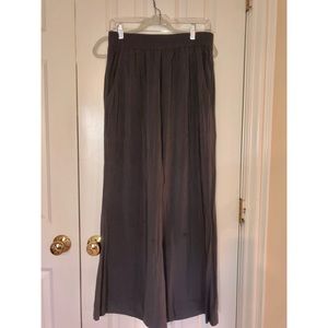 High-waisted full length flare cloth pants